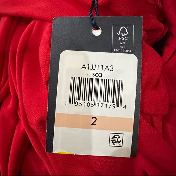 Tommy Hilfiger Red Matte Jersey Pleated Midi Dress Size 2 - Picture 10 of 11